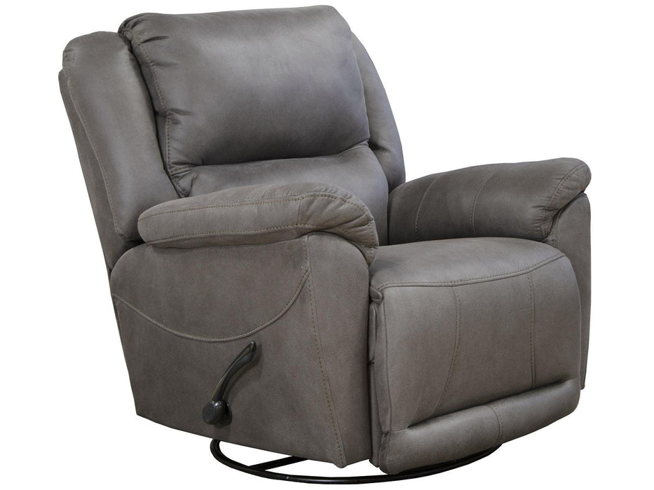 Catnapper Furniture Cole Chaise Swivel Glider Recliner in Charcoal