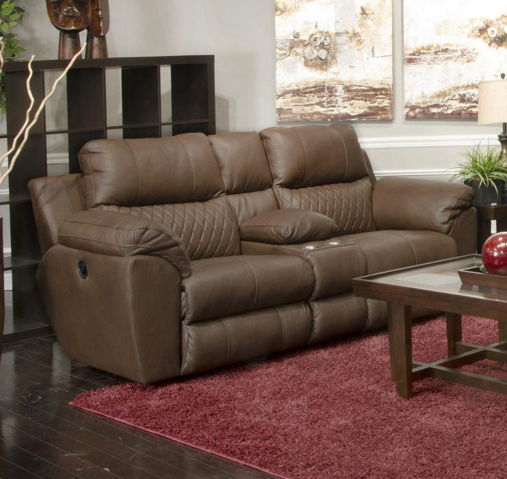 Catnapper Furniture Sorrento Power Lay Flat Reclining Console Loveseat in Kola