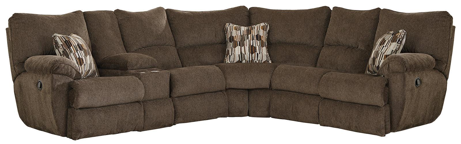 Catnapper Elliott 2pc Lay Flat Reclining Sectional in Chocolate