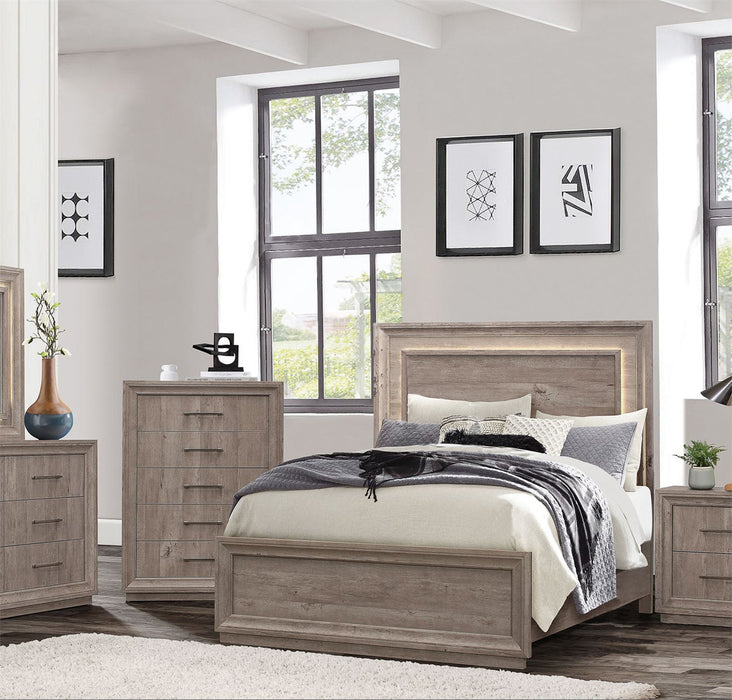 Liberty Furniture Horizons King Panel Bed with HB Lights in Graystone