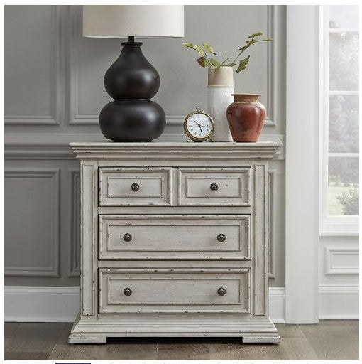 Liberty Furniture Big Valley Bedside Chest w/ Charging Station in Whitestone image